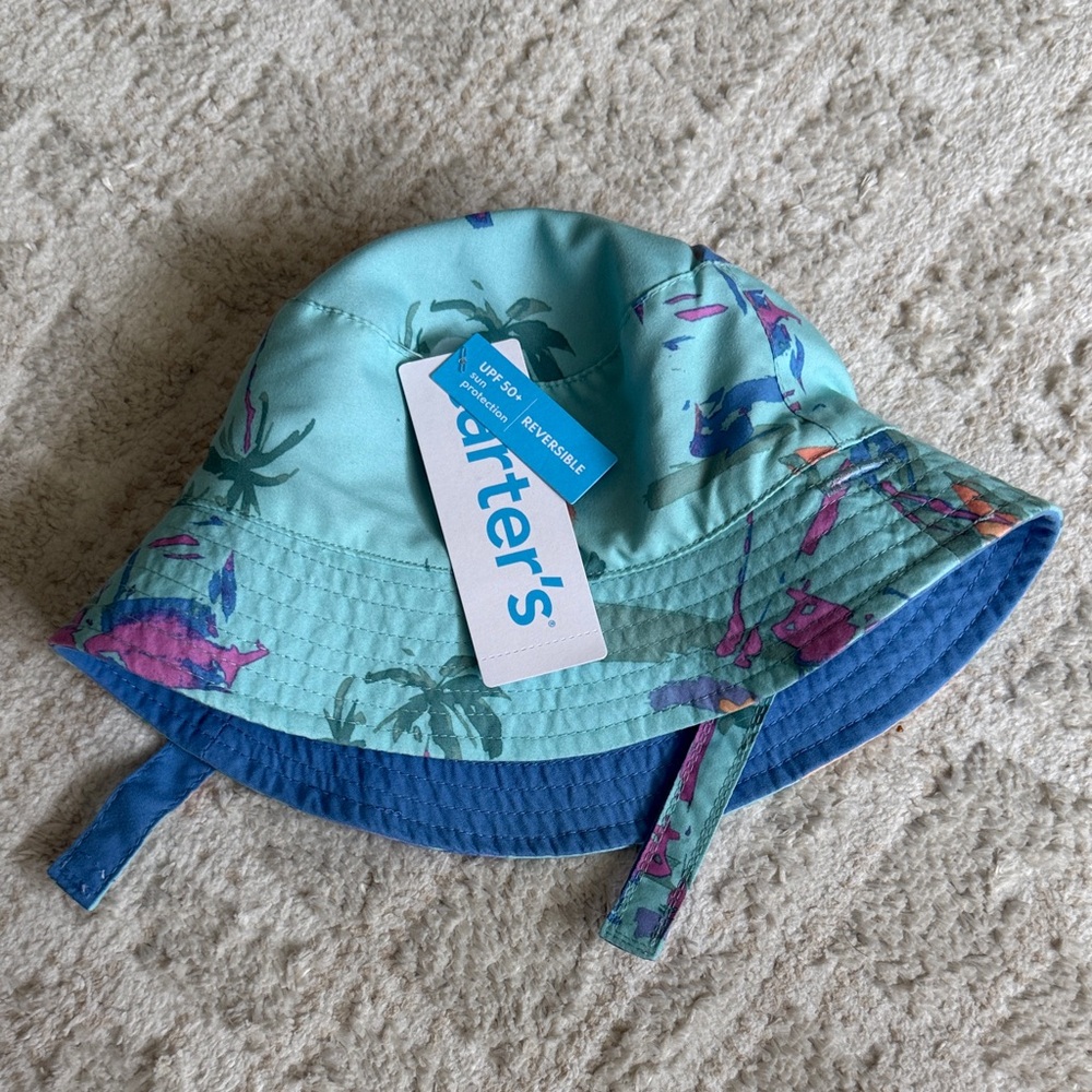 3/$16!!Carter's Reversible Kids Bucket Hat in Aqua and Royal Blue